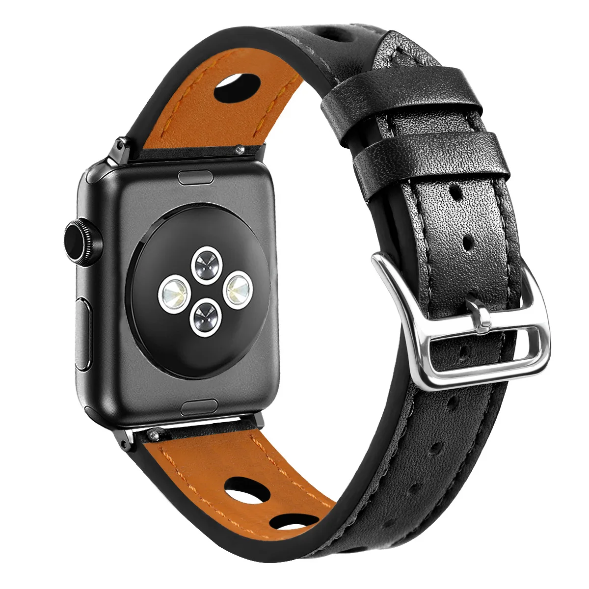 black A Кожаный ремешок для apple watch band 5 4 44 мм 40 мм iwatch correa 3 2 42 мм 38 мм браслет для часов аксессуары для apple watch - Цвет ремешка: black A