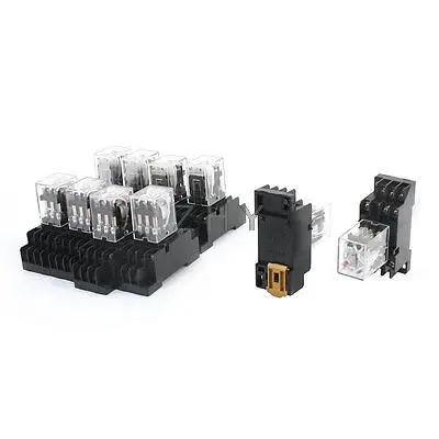 

10 Pcs AC 24V Coil Voltage 3PDT 11P 35mm DIN Rail Mounting Power Relay