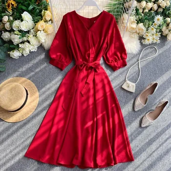 

Fashion Summer New V Neck Midi Long Dress Slim Vestido Evening Party Bandage Dress Women Casual Elegant High Waist Dresses