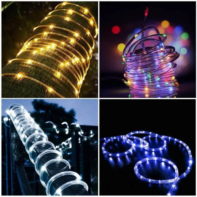 100LED 5 м/12 м Солнечная энергия медная проволока трубчатый светильник Рождественская Елка декоративная лампа Рождественский Садовый дом декоративный светильник