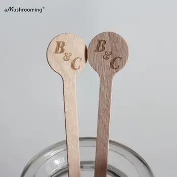 

x200 Customized Wooden Cocktail Drink Swizzle Stick Stirrers Laser Engrave Stirrers for Weddings Bachelorette Party Coffee Bars