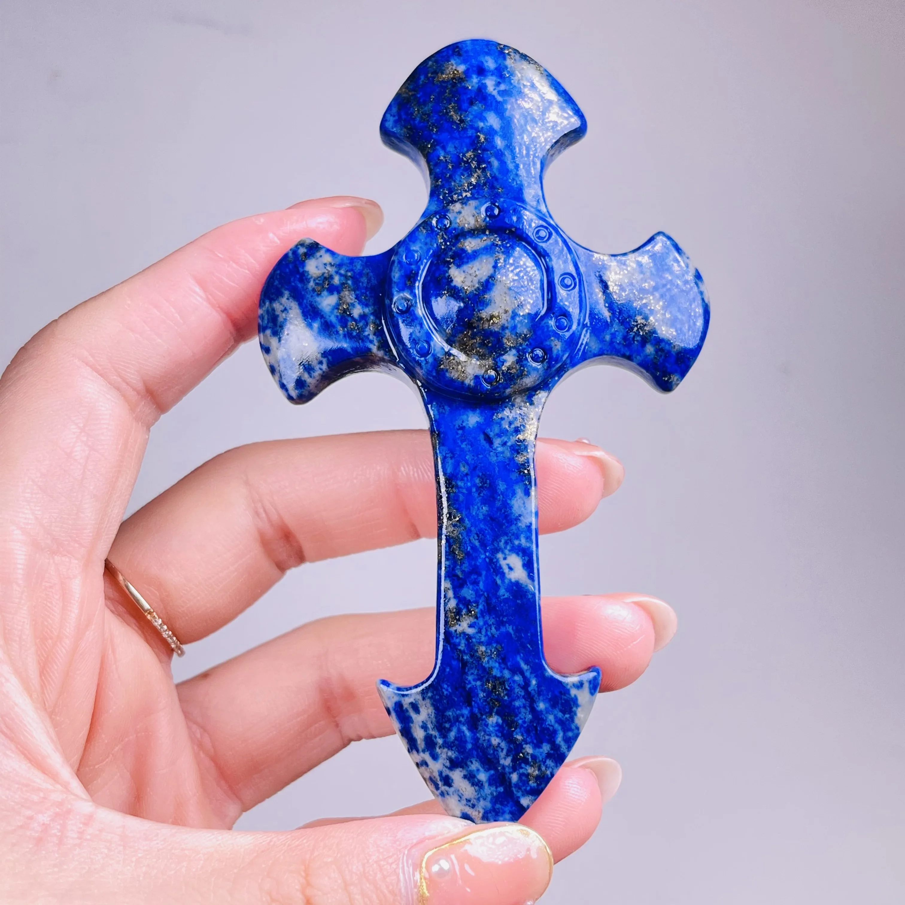 

Beautiful Natural Lapis Lazuli Crystal Carved Cross Lucky For Exquisite Home Decor Chakra Reiki Stone