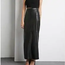 Женский Большой плюс размер 8XL Макси Длинная черная Женская юбка из искусственной кожи Longa Femininas женские прямые юбки с высокой талией