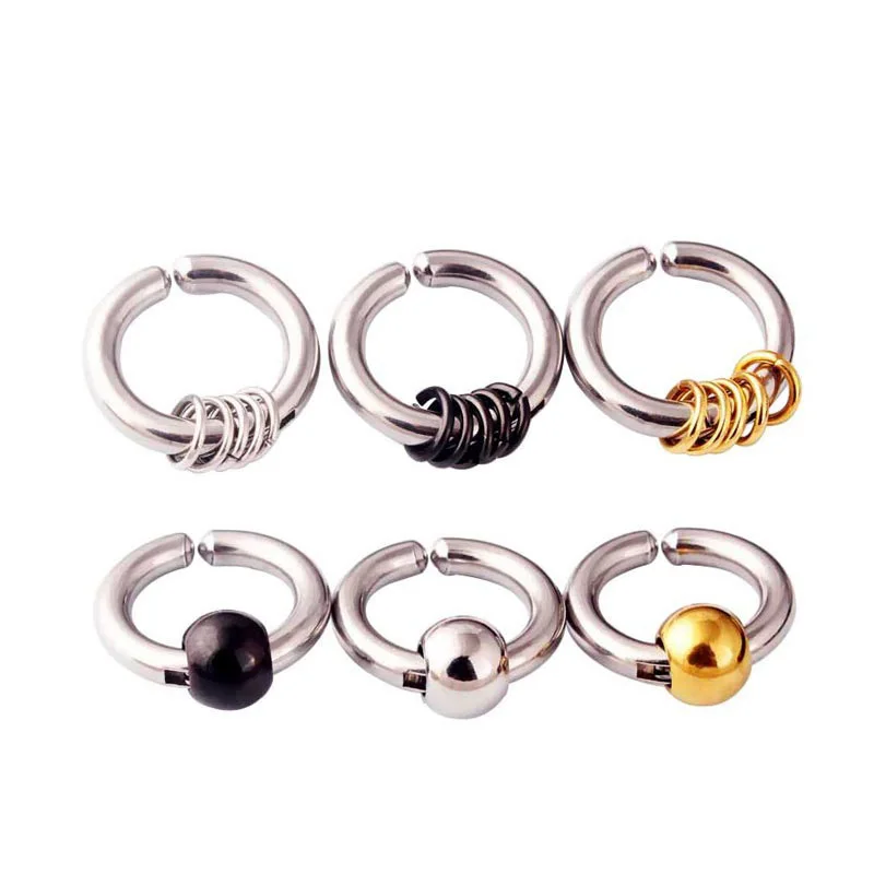 Ear Clip Earrings 1 piece Stainless Steel Ear Clip Earrings Men/Women Small Circle Bead Pendant No Pierced Fake Ear Circle Gothic Earrings