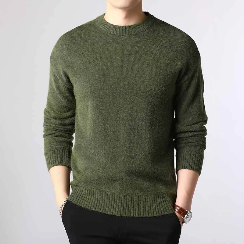 Мебель для спальни YUSHU Для мужчин свитер Новое поступление Повседневное шерстяной пуловер; сезон осень; мягкая теплая Вязание свитер Slim Fit Модная вязаная одежда Костюмы - Цвет: Зеленый