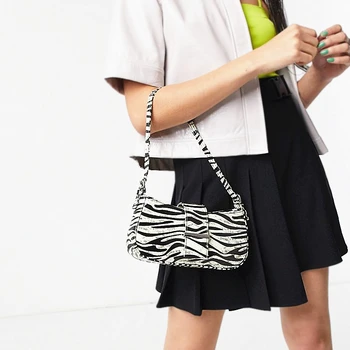 

Fashion women pu leather baguette bag kawaii handbag small underarm bag single shoulder shoulder bag stripe kiu99