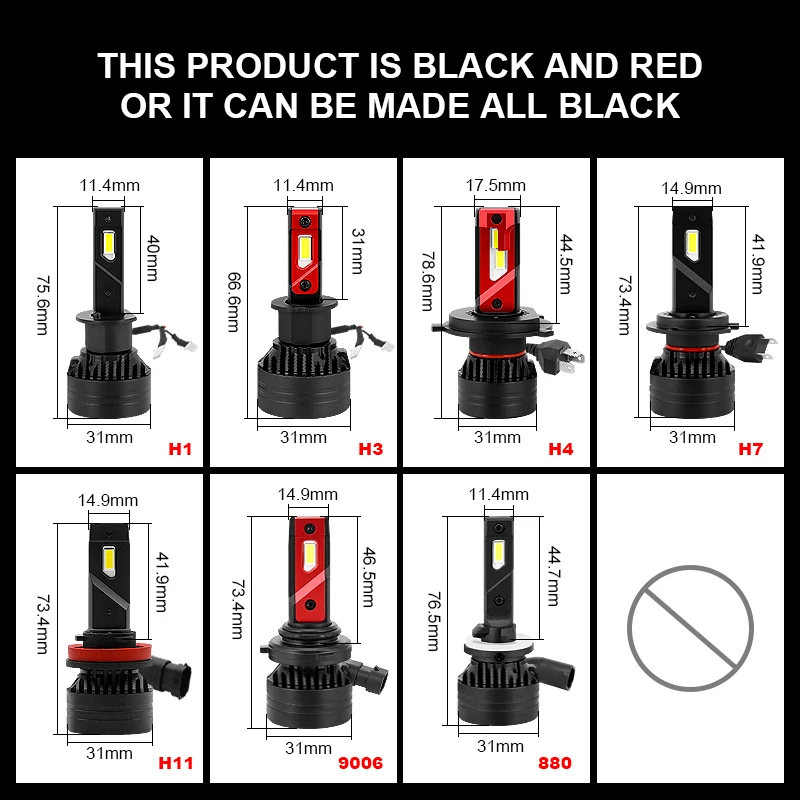 EURS F3 Led Car Headlight H4 H7 H1 H8 H9 H11 H16 9005 Hb3 9006 Hb4 9012 Motorcycle Headlamp Auto Led Fog Lamp