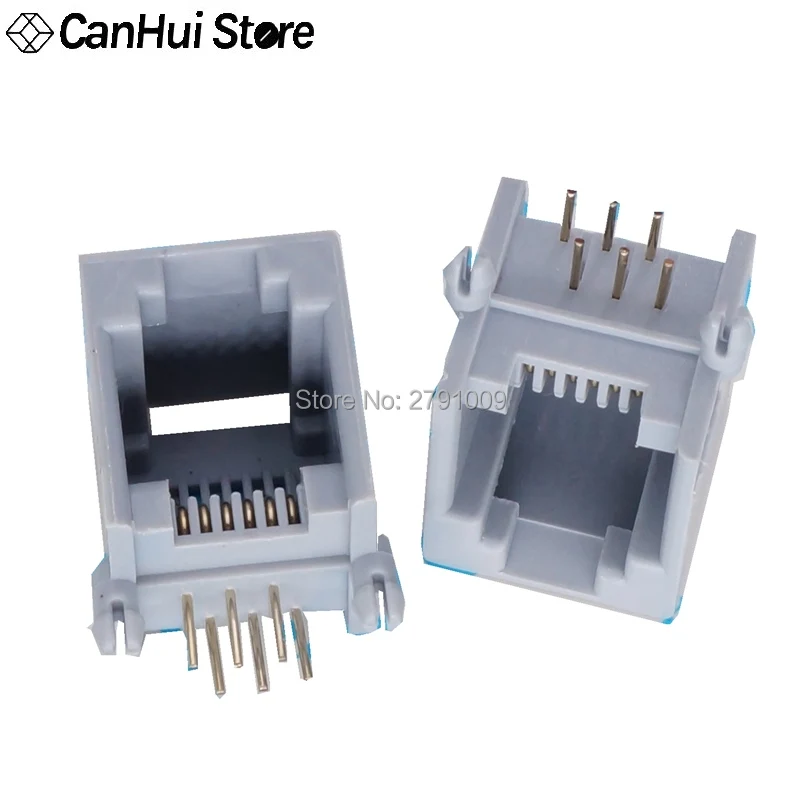 

10pcs RJ11 Socket Telephone 90 Degrees 4Pin Crystal Female 6P6C Socket 6-Core Crystal Head Base Connector Hot New