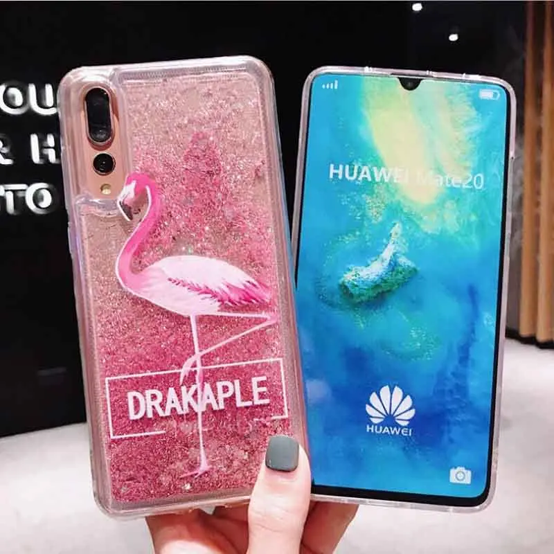 

Liquid Quicksand Case For Huawei P30 Pro P20 Lite Mate 20 Lite P Smart 2019 Honor 9 10 Lite Play 8X Glitter Flamingo Phone Cover