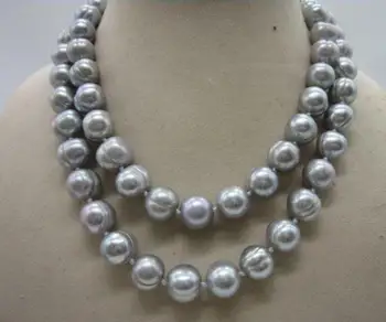 

Beautiful 11-12mm south sea gray pearl necklace 36inch 50"