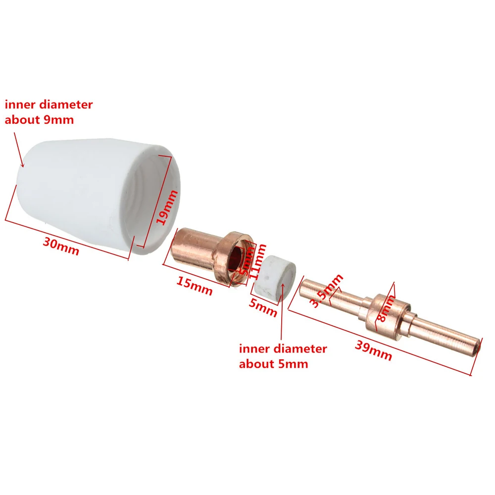 

Hot 40Pcs Air Plasma Cutter Consumables Extend Fit for PT-31 LG-40 Torch CUT-40 50 standard Tips/Nozzle Electrodes Shield Cup