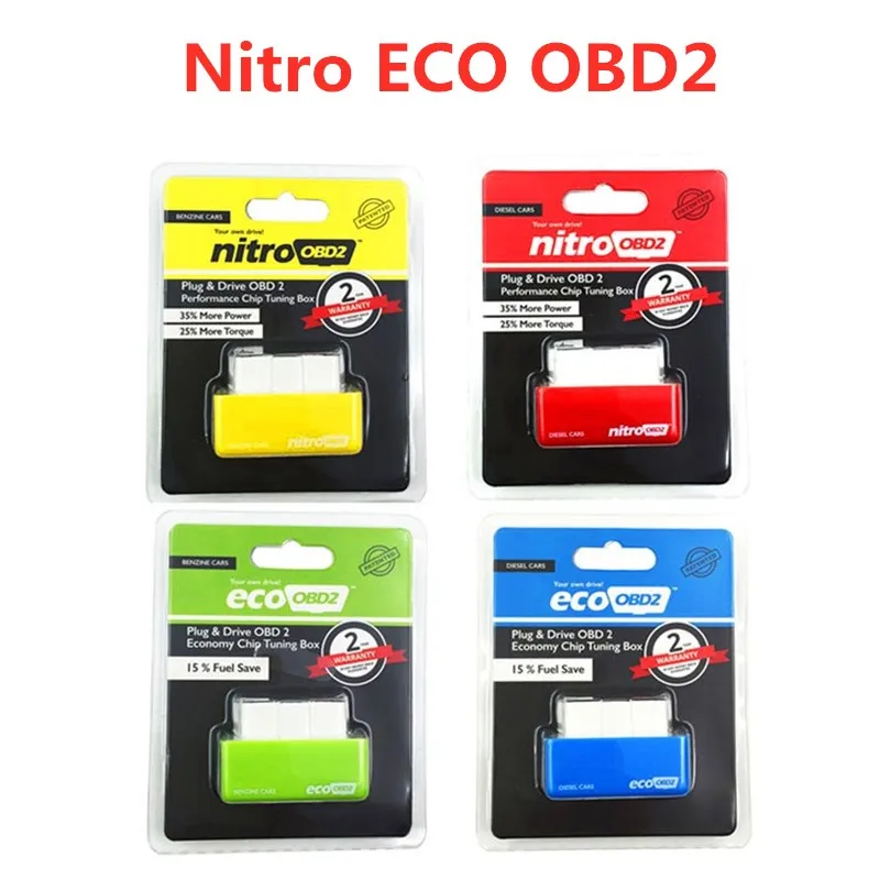 Nitro OBD2 EcoOBD2 чип-тюнинговая коробка для ЭБУ, вилка NitroOBD2 Eco OBD2 для бензиновых дизельных автомобилей, экономия топлива 15%, большая мощность, Прямая поставка