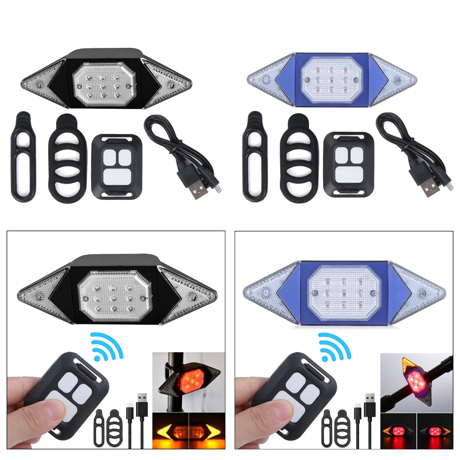 Bike Tail Light Turn Signal USB Rechargeable Rear Wireless Remote Control Bicycle Indicator Light Bike Tail Light Turn Signal USB Rechargeable Rear Wireless Remote Control Bicycle Indicator Light