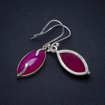 

Natural Chalcedony Handmade Unique 925 Sterling Silver Earrings 1.5" A2675