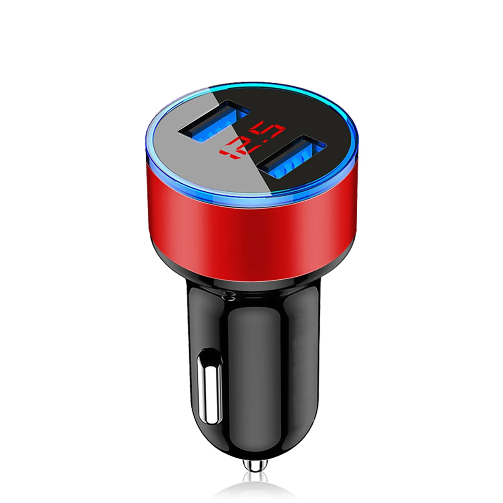 Mini USB Car Charger For iPhone XR 11 Fast Car Phone Chargers Fast Charging With LED Display 3.1A Dual USB Phone Charger in car auto usb charger Car Chargers