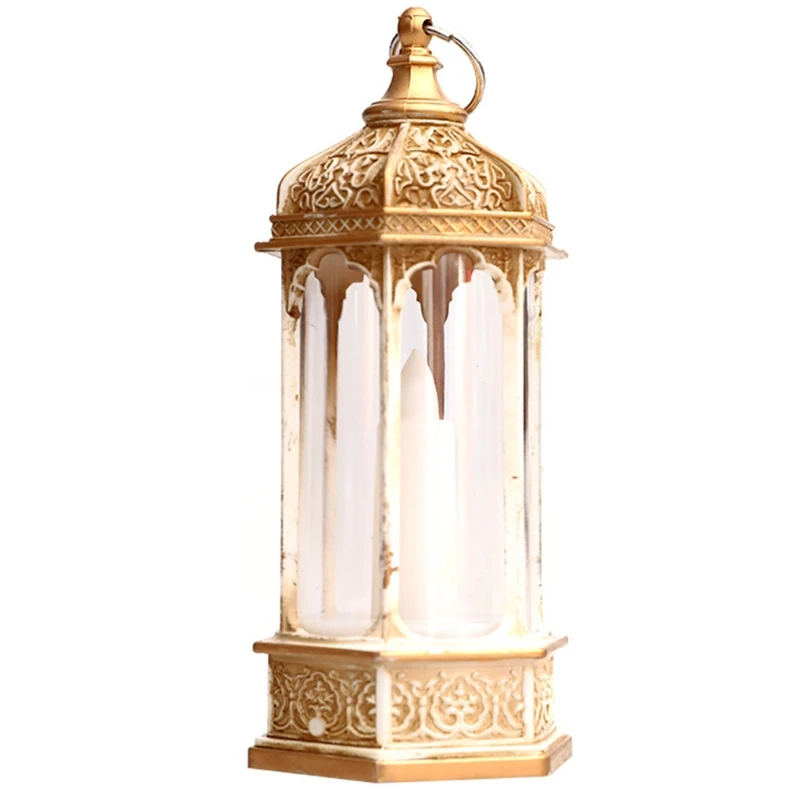 Christmas Night Light Vintage Single Candle Hexagon Lantern for Xmas Party Home Garden Festival Dinner Table Decoration New