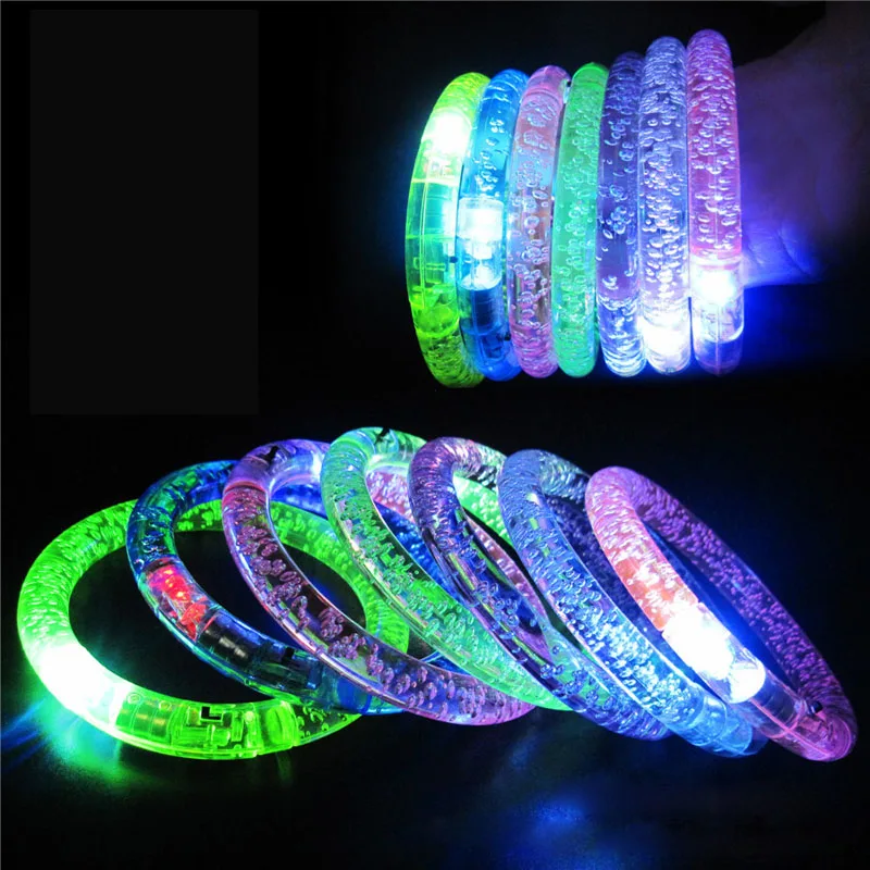 cheap Children #039;s novelty toy Acrylic Glitter Glow Light LED Crystal Gradient Color Bracelet Bangle Creativity Party Flash Wristband