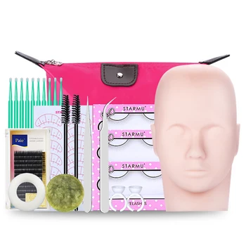 

12 Pcs/lot Eyelashes Extension Practice Mannequin Head Kit for Starter Practice Training Tool Professional Eyelash Training Set