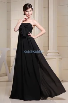 

Free Shipping New Hot Sale Floor-length Maid Long Robe De Soiree Chiffon Coral Black Formal Gown bridesmaid dresses