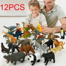 12 peças/set zoo modelo personagem ação brinquedo conjunto de simulação dos desenhos animados animal bonito plástico coleção brinquedo