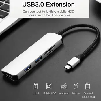 

Hot Sale Type-C to HDMI HUB Delicate Texture 5 in 1 Multifunction TYPE-C HUB Expansion 5 Ports Splitter Adapter for Laptop