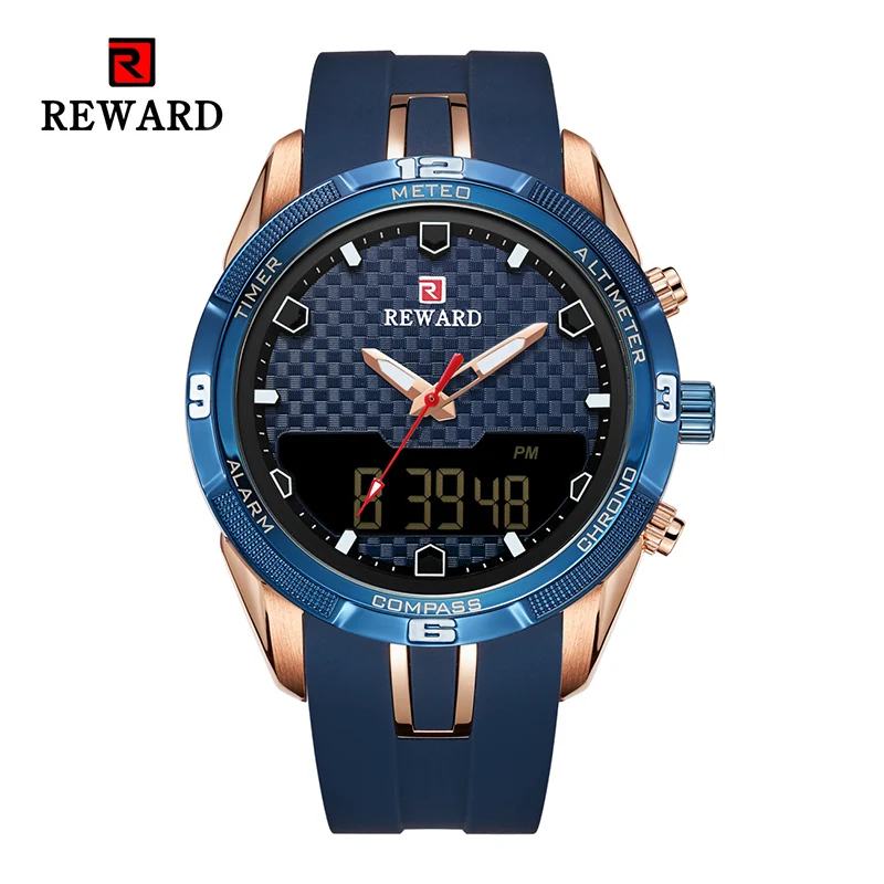 Роскошные Брендовые мужские спортивные часы, мужские военные часы, цифровой светодиодный Аналоговый часы, модные кварцевые наручные часы с хронографом, reloj hombre - Цвет: blue blue blue
