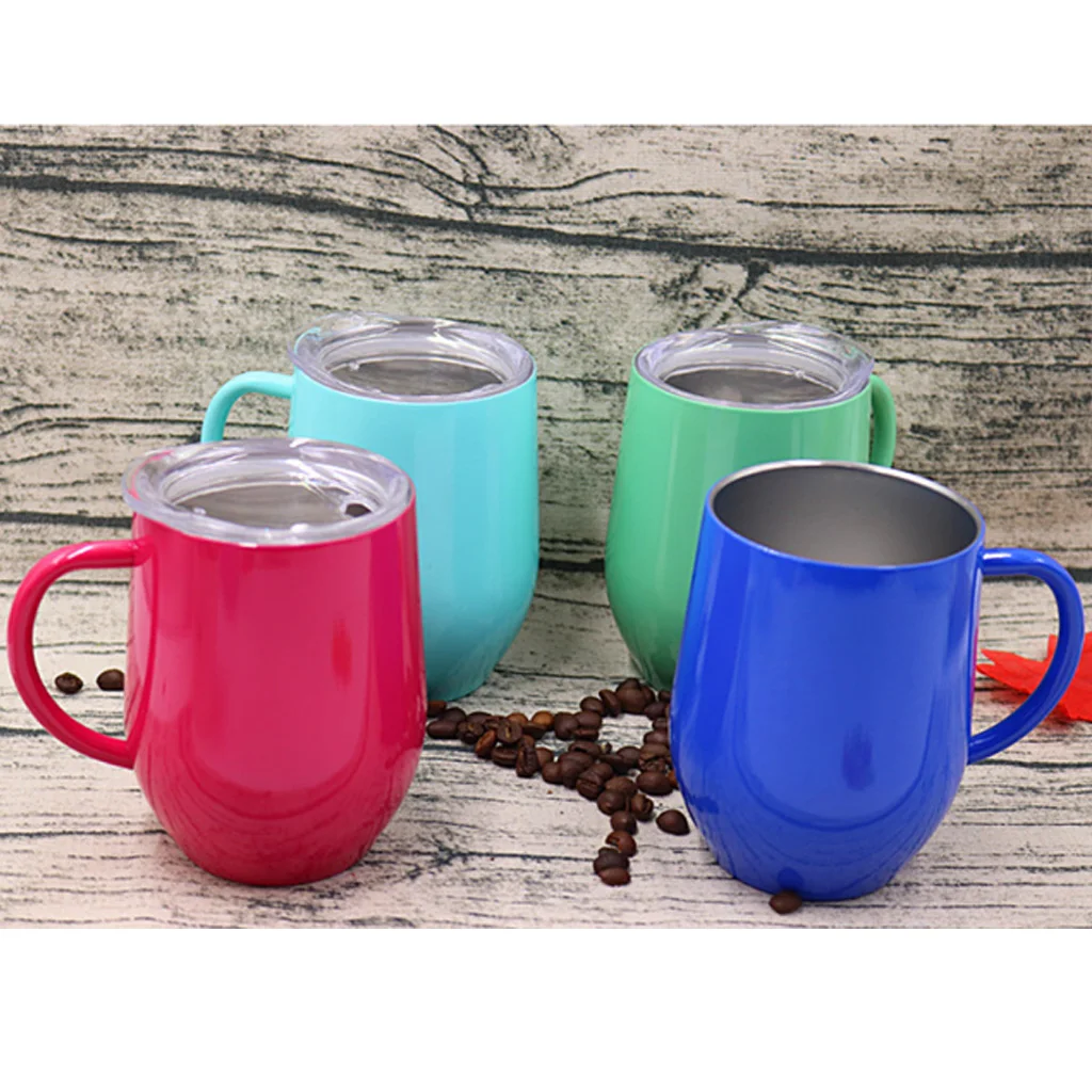 12 oz Insulated Mug With Handles Coffee Cups Stainless Steel Double Wall Vacuum Insulated For Ice And Hot Drink Wine Glass