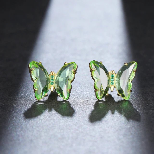 AMC Cute Butterfly Open Rings For Women Colorful Butterfly Adjustable Boho Animal Cuff Ring Jewelry Gifts For Women Kids Girls green-earring