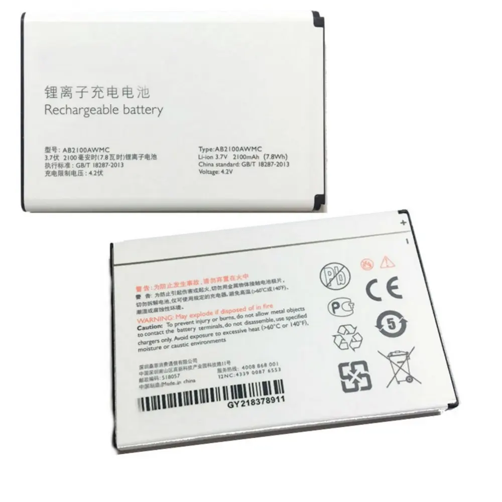 오리지널 AB2100AWMC 배터리 2100mAh 3.7v 7.8WH, 필립스 제늄 X622 W632 w336v726 priv ...
