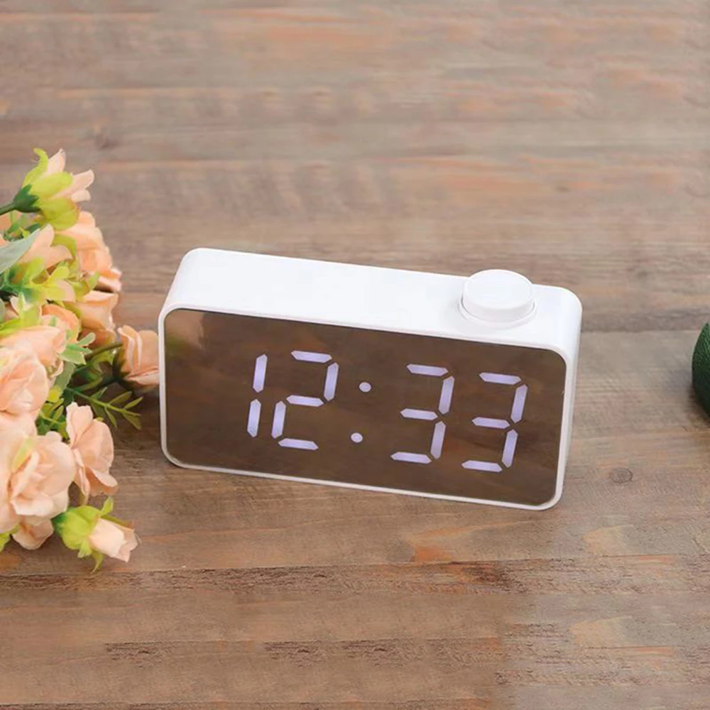 Зеркальный светодиодный Будильник Многофункциональный большой экран цифровой Повтор часы домашний декор