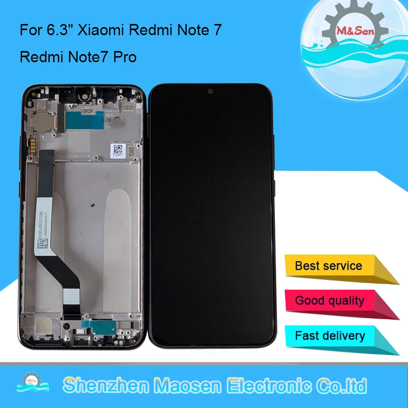 

ЖК-дисплей 6,3 "M & Sen для Xiaomi Redmi Note 7 с рамкой и дигитайзером сенсорного экрана для Redmi Note 7 Pro, ЖК-дисплей, оригинал