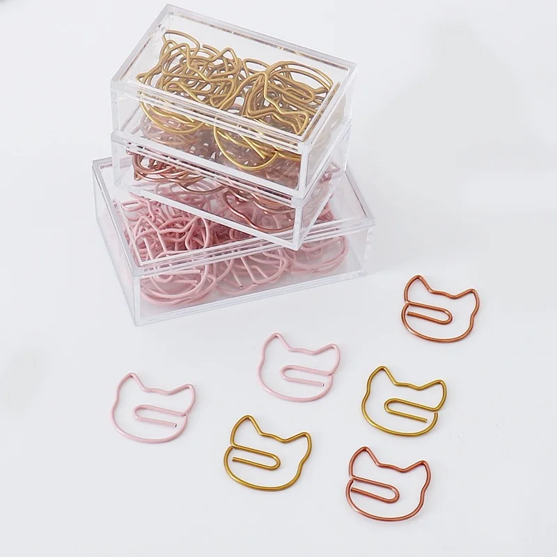 Gold Paper Clip Simple Cat Modeling Metal Bookmark Cute Cartoon Decorative Paper Clip Paper Clips Paperclips Office Supplies