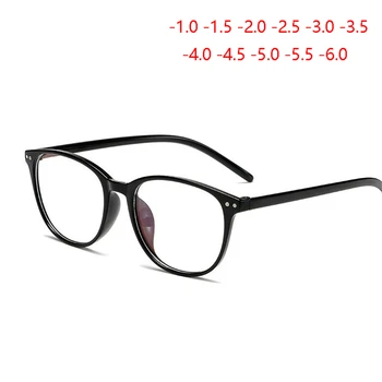 

Rivets Finished Myopia Glasses Women Blue Film Coating Oval Short-sighted Diopter Eyeglasses Men -1.0 -1.5 -2.0 -2.5 To -6.0