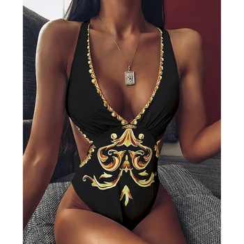 

2020 Sexy Backless Swimsuit Women Swimwear One Piece Swimsuits Vintage Retro Bathing Suits Swimming Suit for Beachwear Monokini