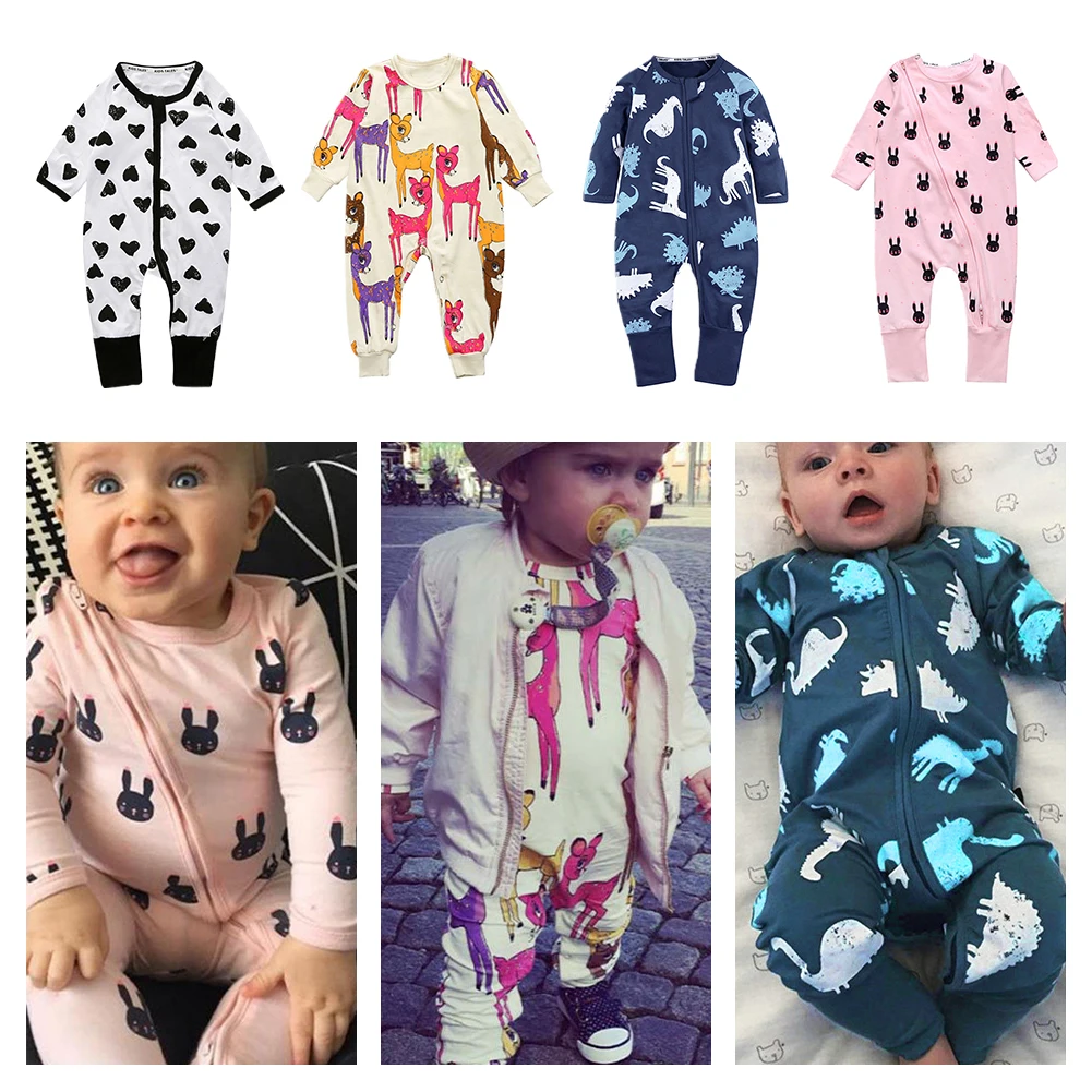

Clothing New Baby Clothing Boys Baby Girls Spring And Autumn Dinosaur Love Long-Sleeved Zipper Baby Jumpsuit