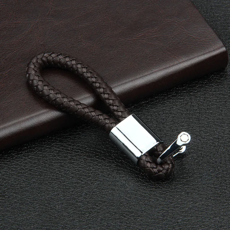 

Leather Hand Woven Car Key Ring Keychain Zinc Alloy Car Keyring Holder