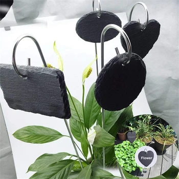 

New Slate Plant Label Natural Iron Hanging Greenhouse Sign Gardening Sign Garden Marker For Flower Bed Pots Planters