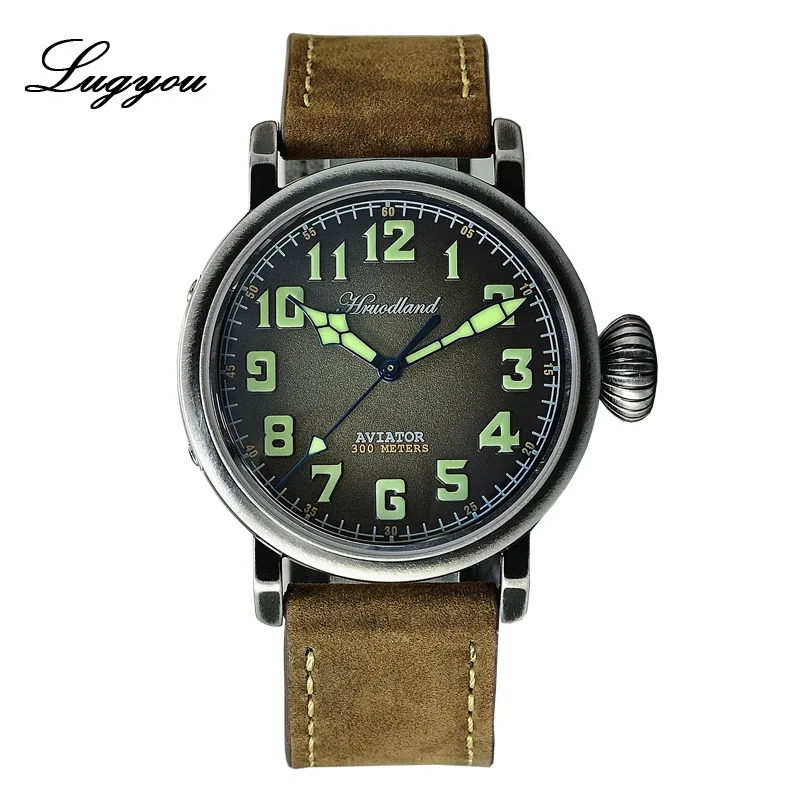 Yellow strap ST2130 Lugyou Pilot мужские часы из нержавеющей стали автоматические сапфировые 30ATM водонепроницаемые швейцарские светящиеся настоящие индексы Swiss ETA Move Мужские t - Цвет: Yellow strap ST2130