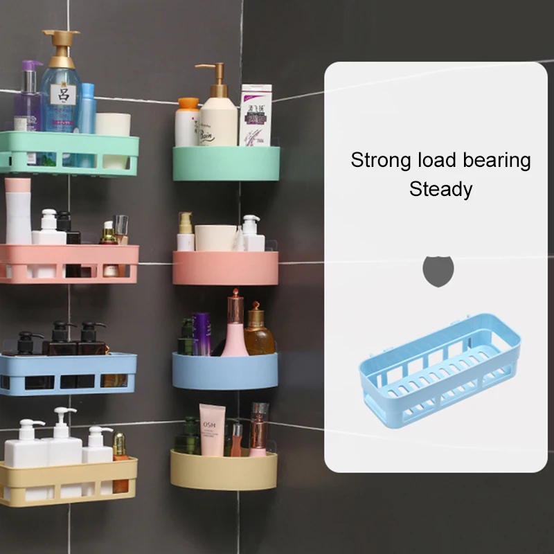 Wall Mounted Bathroom Shelf Organizer Multifunction Shelf Snap Up Corner Plastic Drainage Shower Storage Rack, storage rack, bathroom shelf, bathroom shelf rack, bathroom storage rack, wall shelf organizer, wall shelf
