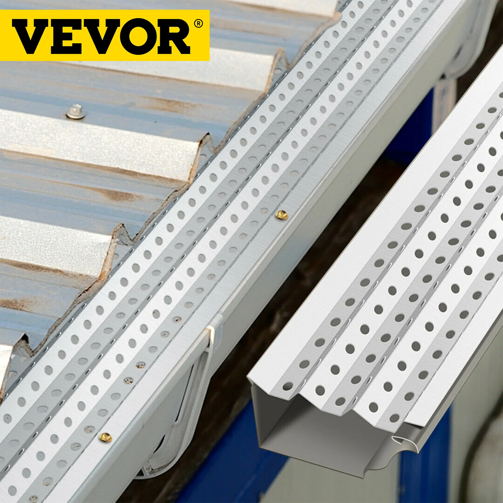 VEVOR 5" x 3' Gutter Guards 18/35/69 Pack Mill Finish Aluminum Guards