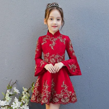 

New autumn and winter 5-10 years old dress princess dress long sleeve cute birthday party girls evening dress flower girl dress