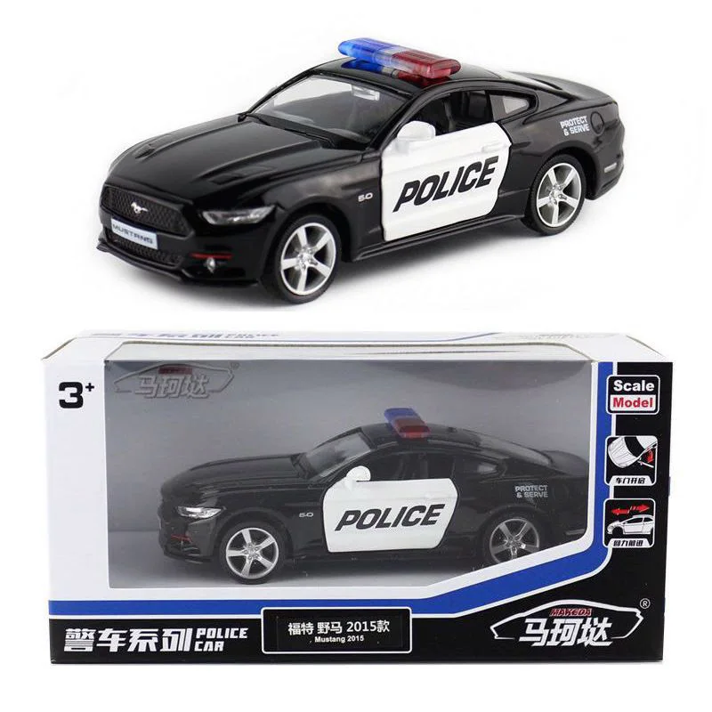 1/36 2015 Ford Mustang полицейский игрушечный автомобиль литой под давлением для