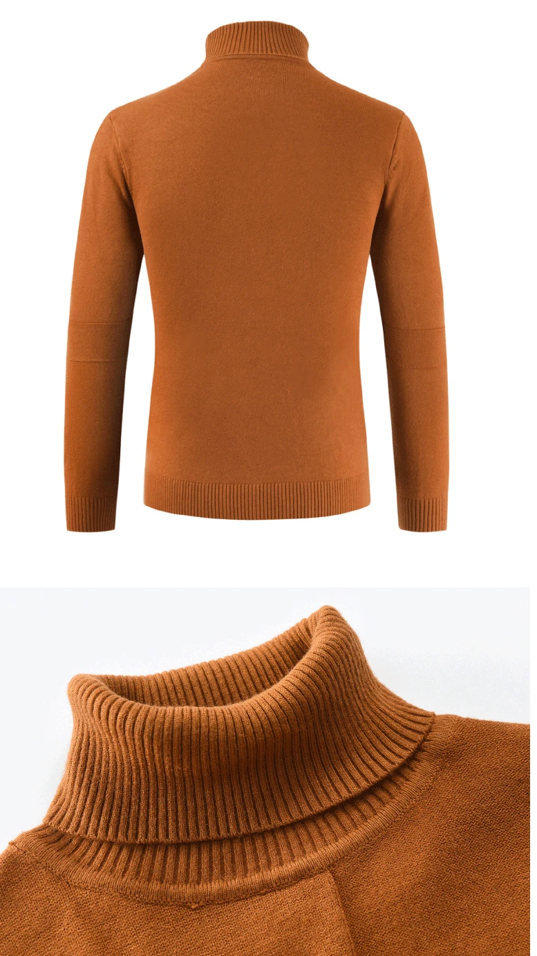 New Autumn Winter Men's Sweater Men's Turtleneck Skinny Warm Solid Color Casual Sweater Men Slim Fit Brand Knitted Pullovers