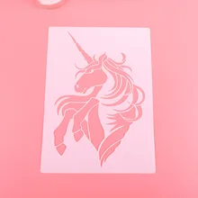

4pcs Hollow Painting Template Unicorn Series Children's Drawing Template Spray Pattern Student Painting Hand Account Diy Tool