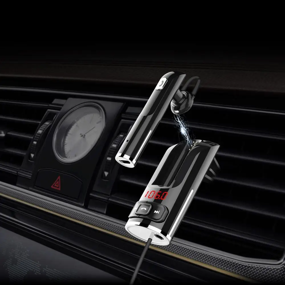 Автомобильный FM передатчик Bluetooth MP3 плеер с гарнитурой Выход AUX автомобильный