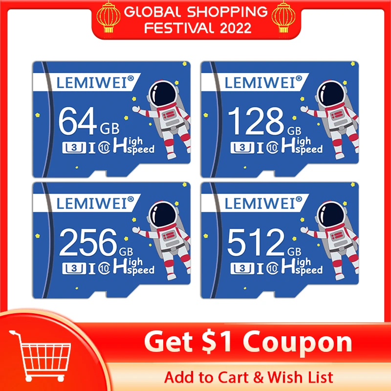 Lemiwei 512GB 256GB Flash Card Astronaut series Memory card 128GB U3 64GB 32GB U1 16GB For Smartphone