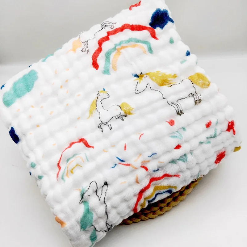 Детское банное муслиновое полотенце, детский халат, детское одеяло, накидка для новорожденных, для маленьких мальчиков и девочек, хлопок, 105*105 см - Цвет: Horse