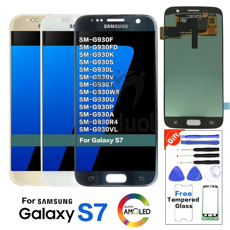 

Super AMOLED 5.1'' Screen For SAMSUNG Galaxy S7 LCD Display G930 G930F G930A Touch Digitizer Assembly S7 lcd display Small burns