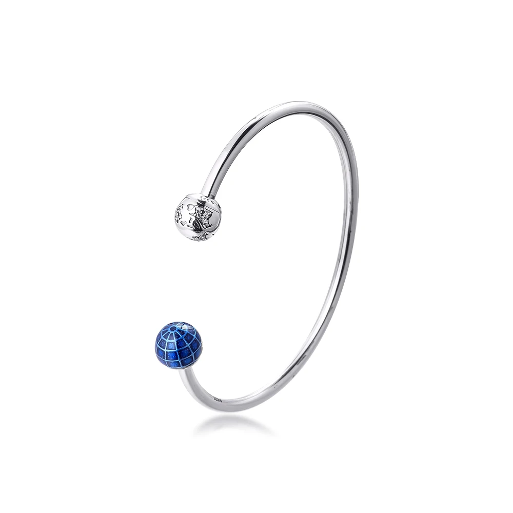 

Earth Open Bangles 100% 925 Sterling Silver Fine Jewelry For Women Wholesales Free Shipping