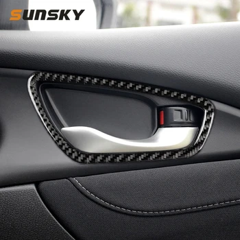 

4 PCS Car Carbon Fiber Door Inner Wrist Frame Decorative Sticker for Honda Tenth Generation Civic 2016-2019